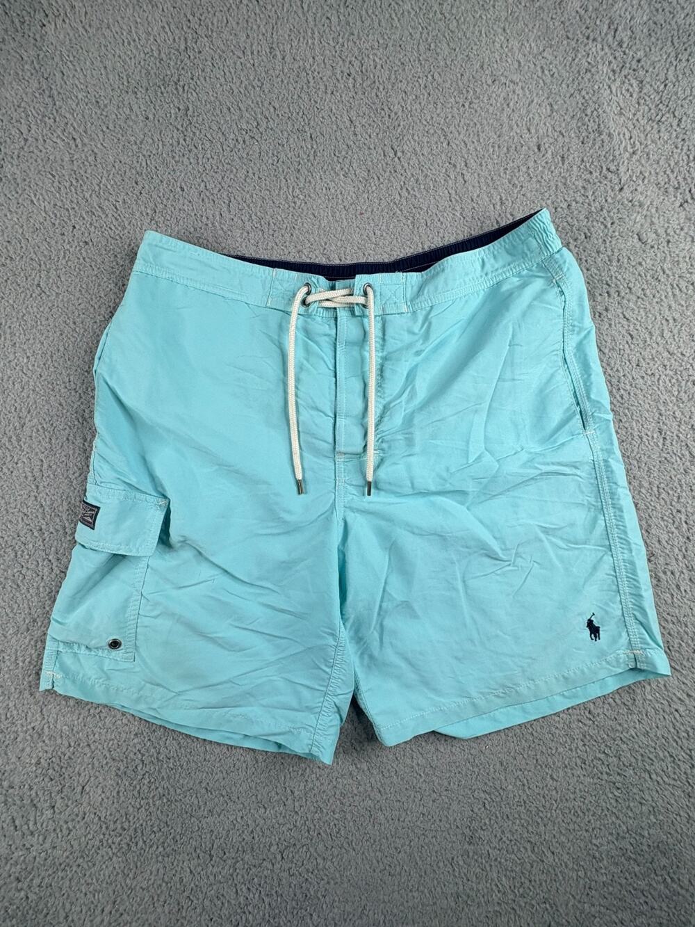Polo Ralph Lauren Swim Trunks Shorts Men Size Medium Blue Pony Logo Embroidered